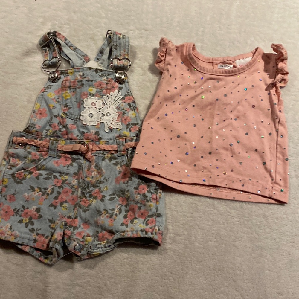 3/25$ Little Lass overall shorts and sparkly top Matching set Size 12 mos months